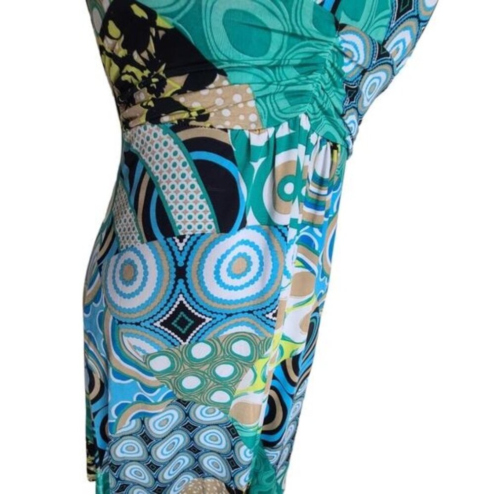 White Mark Patchwork Pattern Halter Neck Sun Dres… - image 4